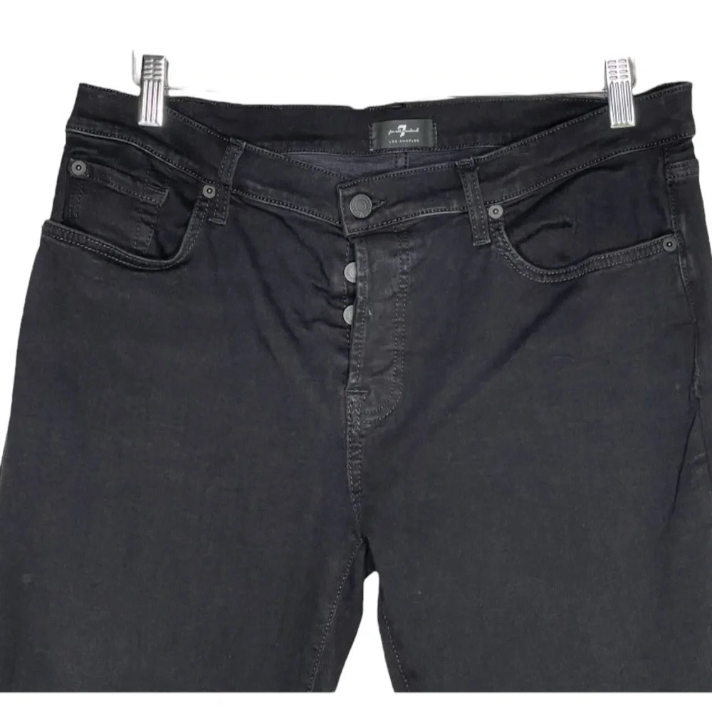 7 For All Mankind Josefina Boyfriend Jeans | Size 34 | Black Mid-Rise Button Fly